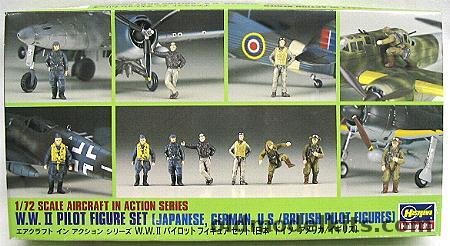 Hasegawa 1/72 WWII Pilot Figure Set Japanese/German/US/British Figures, X72-8 plastic model kit